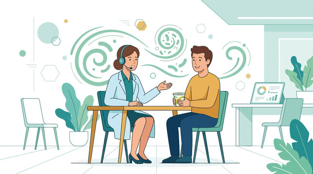 Dietitian consultation: Healthy eating advice, personalized nutrition plan, and patient counseling for wellness and weight management.