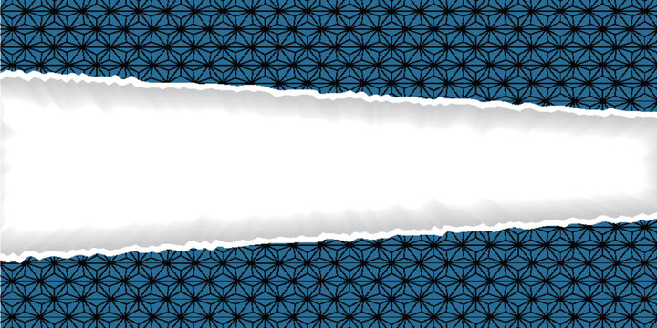 Blue Torn Paper Texture with Traditional Japanese Hemp Leaf Pattern