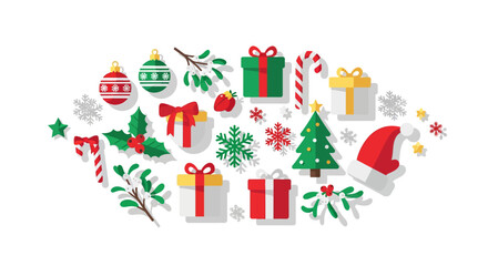 Naklejka premium Christmas decorations and holiday ornaments.
