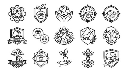 Eco Conservation Icons: Wildlife, Nature, Earth Care, Protect, Preserve, Sustainable Living © Janganan