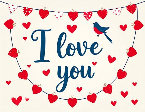 Romantic handwritten love message with red heart symbols.