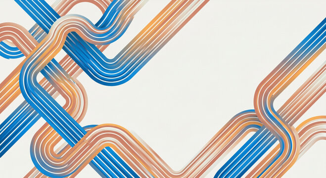 A premium vector background showcasing a flowing modular system with interlocking dynamic ribbons and clean parallel curving lines