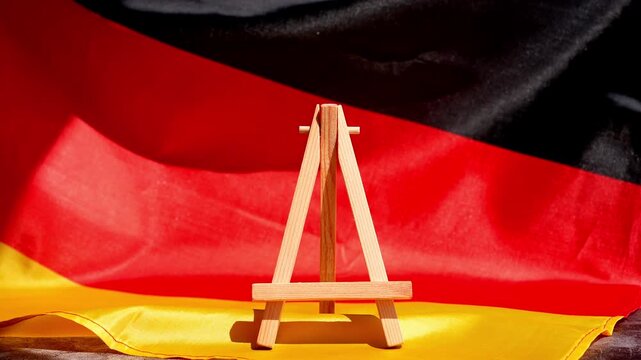 Paper note with text 2026 on National symbol of Germany. German wave silky flag background. Concept of financial outlook planning, new year annual report