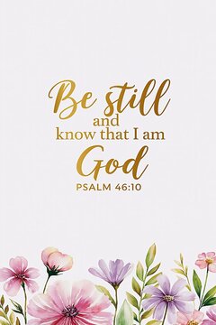 Elegant Watercolor Floral Design with Psalm 46:10: Modern Christian Inspiration for Serene Meditation and Spiritual Growth