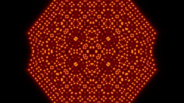 Abstract Symmetrical Pattern of Glowing Orange Organic Cells Pulsating