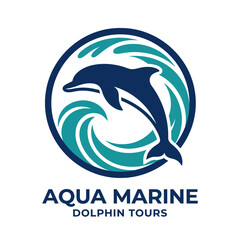 Fototapeta premium Aqua Marine Dolphin Tours Logo Design