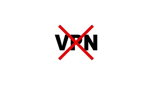 No vpn icon animation. No VPN allowed motion graphics. Banned icon, forbidden, prohibited 4k video footage.