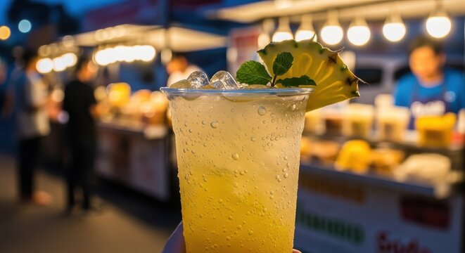 Refreshing Pineapple Soda Cocktail with Mint Garnish
