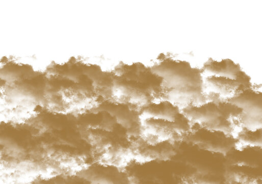 Fluffy sepia brown clouds floating in the sky captured with a soft texture creating a dreamy atmosphere for artistic design projects on transparent background