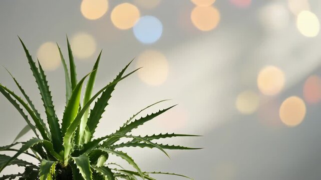 Sharp Aloe Succulent with Bokeh Background 4K Generative AI