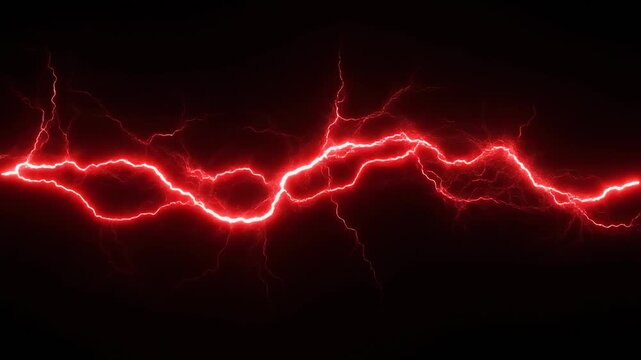 Vibrant red lightning bolt on black background.