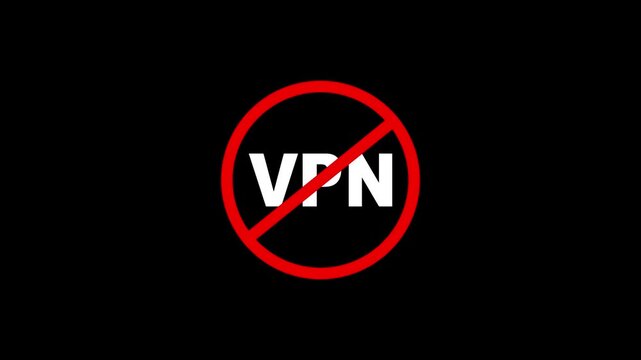 No vpn icon animation. No VPN allowed motion graphics. Banned icon, forbidden, prohibited 4k video footage.