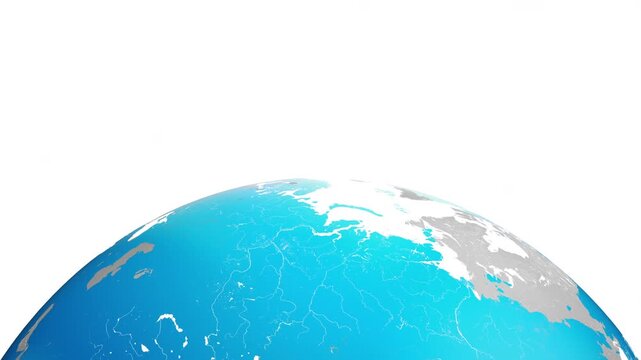 Blue planet Earth rotates on a white background. 4K smooth looping animation.