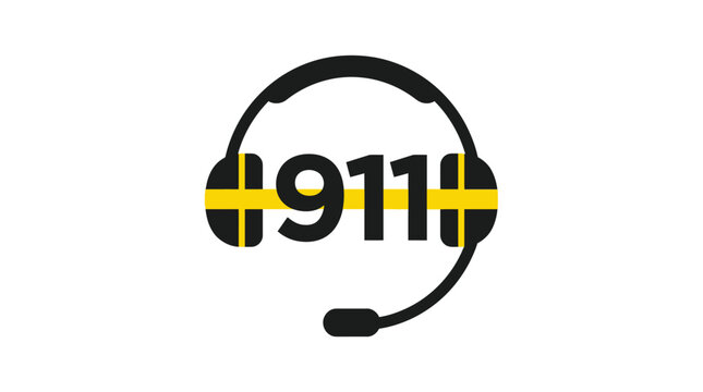 A headset icon incorporating the digits 911 serves as a symbolic representation of emergency dispatch services and professional support communication for public safety.