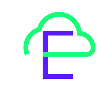 E Alphabet Technology Cloud Logo Design Vector EPS