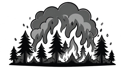 Minimalist Black and White Forest Silhouette Vector Illustration © Agus