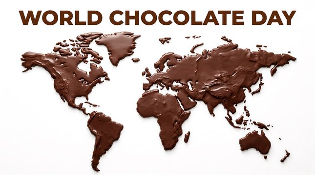 World chocolate day map illustration with globe covered in chocolate