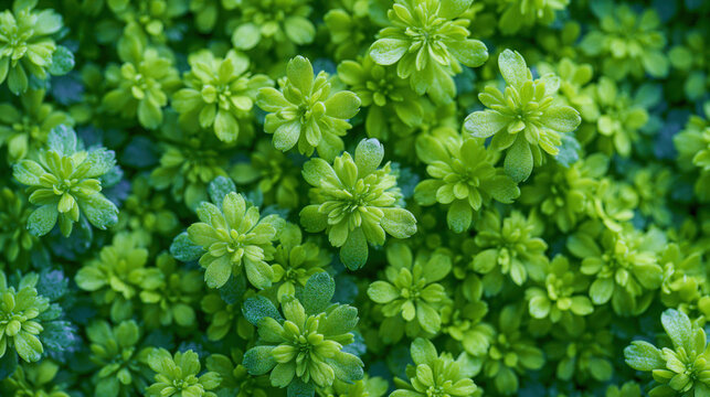 Green succulent foliage close up green plant ground cover garden plant rosette leaf texture natural pattern fresh growth ornamental plant