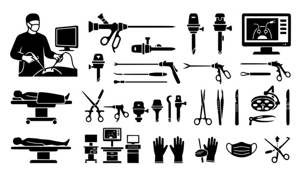 Laparoscopic Surgery Icons Vector Collection EPS10
