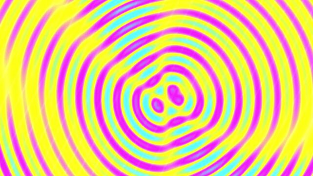 Vibrant Neon Concentric Rings Spinning and Pulsating in Psychedelic Abstract Motion