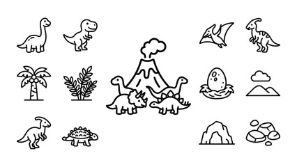 Cute Dinosaur Icons Set: Prehistoric Vector Graphics for Kids © ibnu