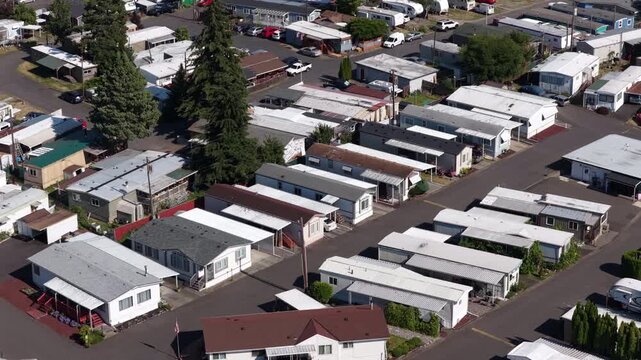 Aerial of mobile home park in Hazel Dell Washington