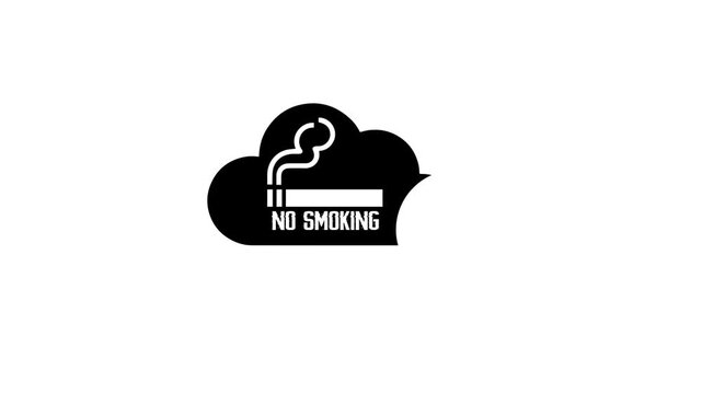 No smoking icon animation. No smoke allowed motion graphics. Banned icon, forbidden, prohibited 4k video footage.