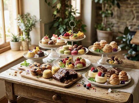 Assorted Handmade Desserts on Elegant Display