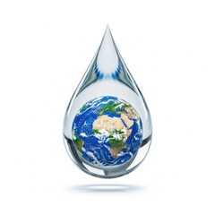 Obraz premium Planet earth inside a clear water drop concept with environment