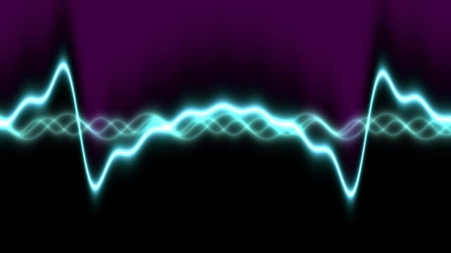Abstract Energy Waveform Pulsing in Cyan Neon Glow on Dark Background