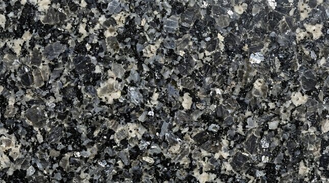 Black granite texture with silver flecks polished stone surface