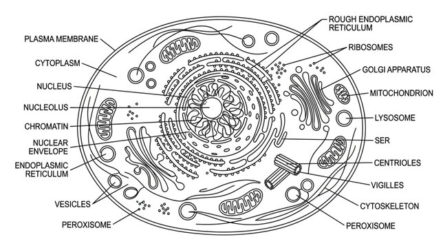 Detailed Diagram of Animal Cell Structure with Labeled Organelles and Functions