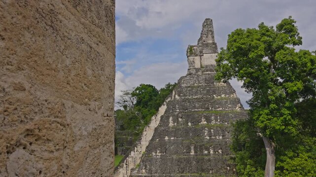 Weathered stone detail from Temple of the Great Jaguar, Tikal