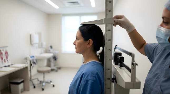a patient measuring their height