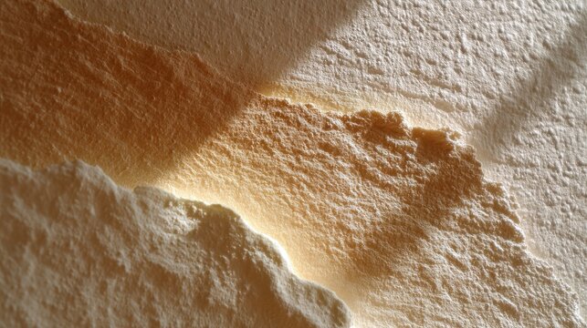 Close-Up View of Textured Paper with Warm Tones and Soft Shadows Creating Interesting Patterns and Depth