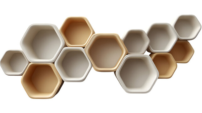 3d render of a set of hexagon segments
