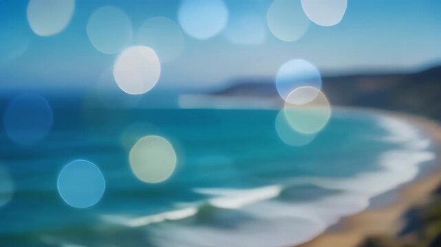Blurred Coastal Ocean Bokeh Background 4K Generative AI