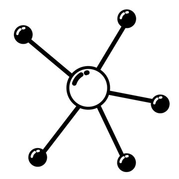 Simple molecule structure icon with interconnected atoms for chemistry textbook illustration