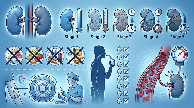 Medical infographic explaining stages of chronic kidney disease