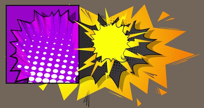 Cartoon background animation, comic book backdrop video. Retro comics pop art design.