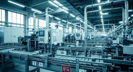 Fototapeta premium Modern industrial factory with automated production lines and advanced machinery