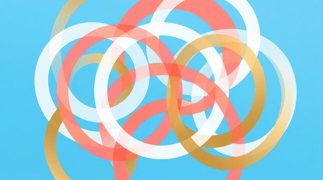 Abstract Overlapping Rings Background on Sky Blue