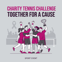 Obraz premium Charity Tennis Challenge Together For A Cause Winning Team Celebrates