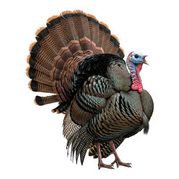 Majestic wild turkey standing isolated on transparent background