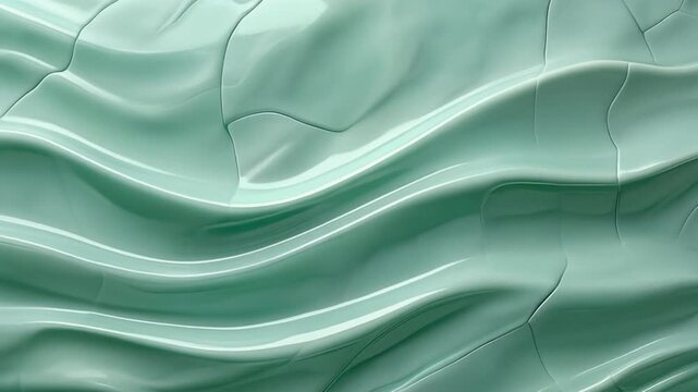 Abstract Glossy Mint Green Ceramic Wavy Texture Animation