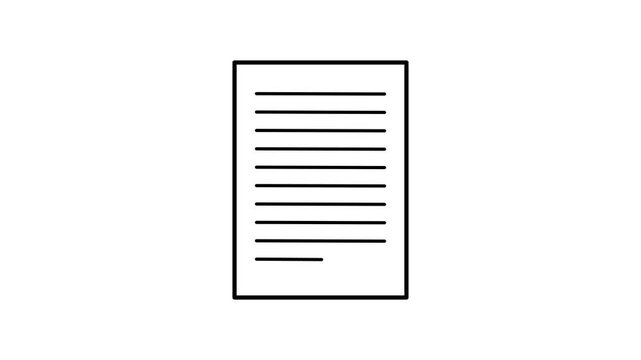 Document Write 4K Motion Design Outline Icon Animation with Alpha Channel.