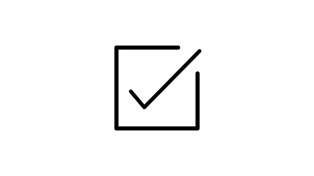 Minimal Outline Check Mark Symbol Icon Animation 4K Stock Video Clip Footage. Tik mark