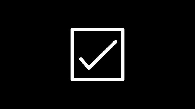 Minimal Outline Check Mark Symbol Icon Animation 4K Stock Video Clip Footage. Tik mark