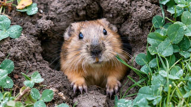 Adorable Animal Emerging from Its Burrow