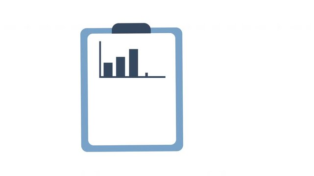 Business growth analysis clipboard icon animation loop for financial report presentation and web design